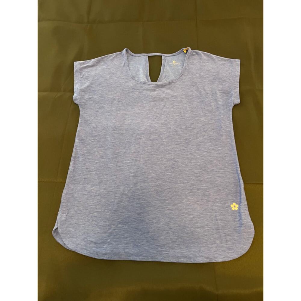 Tuff Athletics Womens Blue Athletic Tee Medium Keyhole Back Top